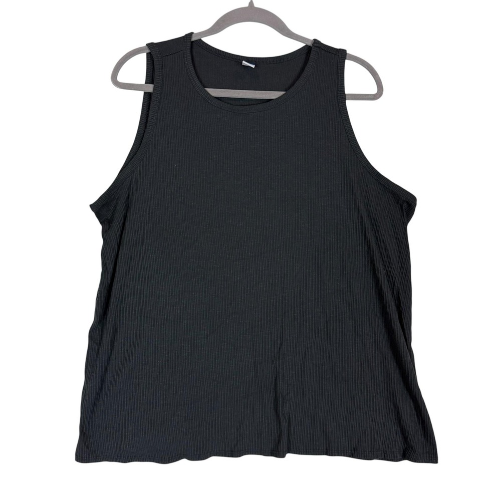 Old Navy Tank Top Womens XL Black Luxe Ribbed Crew Neck Stretch Knit Jersey